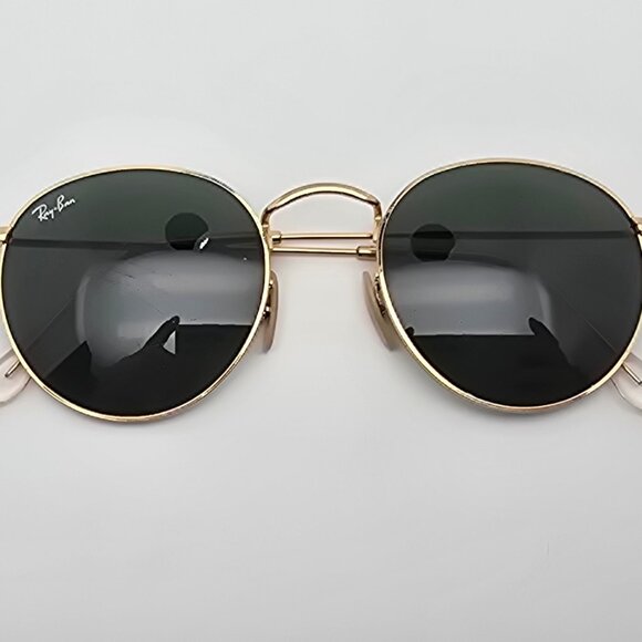 *SOLD*Ray-Ban RB3447 001 Round Metal Arista Gold Frame G-15 Green Glass Sunglass - Picture 12 of 16